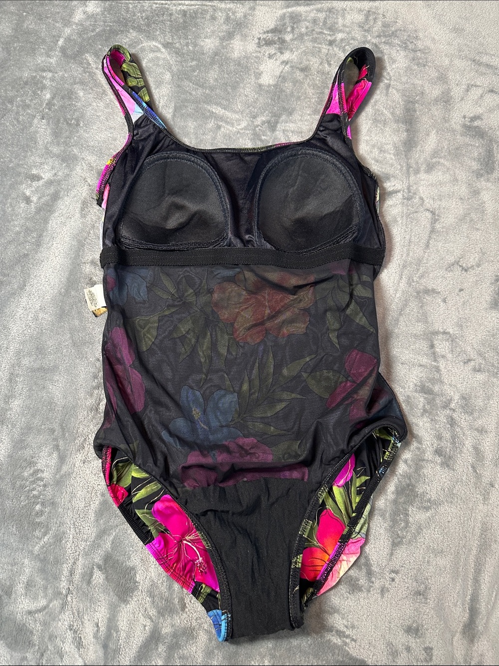 EUC Great Lengths Floral ๐ธ One-Piece Swimsuit - Black Sz 14 TROPICAL ๐๏ธ - Picture 7 of 9
